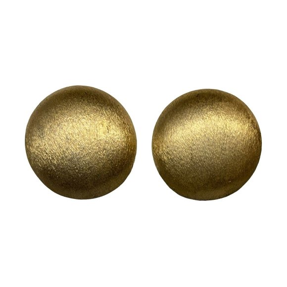Vintage Signed MARVELLA Made in Italy Brushed Gold Tone Clip on Earrings Costume - Picture 1 of 4